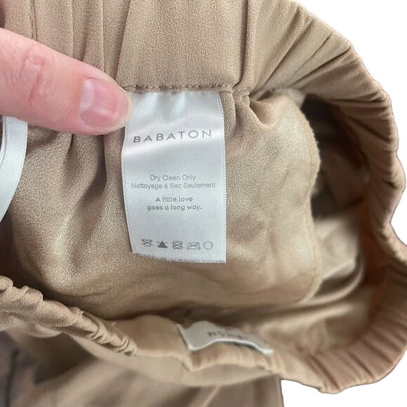 Babaton Small Dexter Pant Tan Tuxedo Pull On Crepe Ankle Cropped - Picture 3 of 10